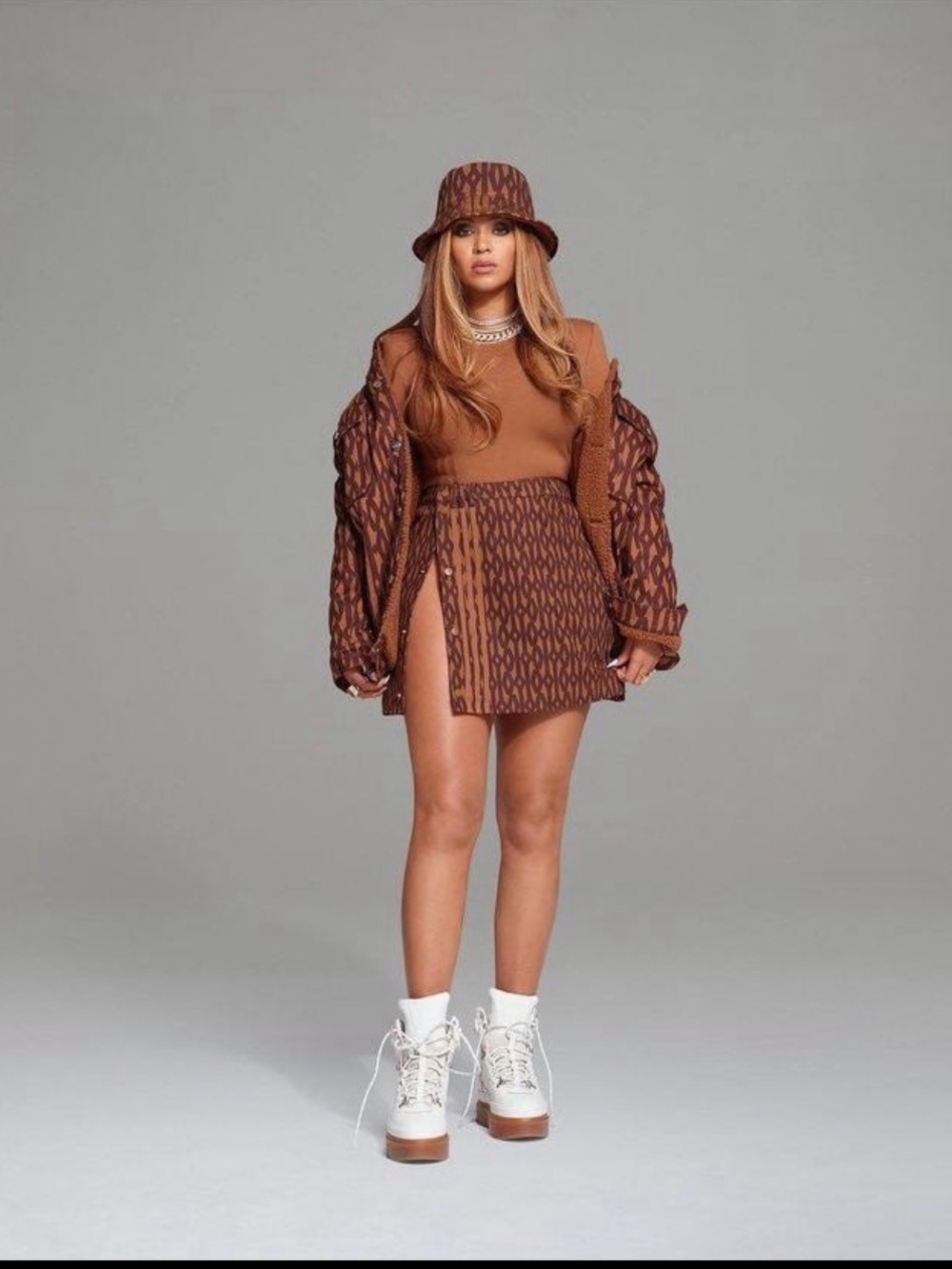 Adidas Ivy Park Brown Patterned Mini Skirt - Size M